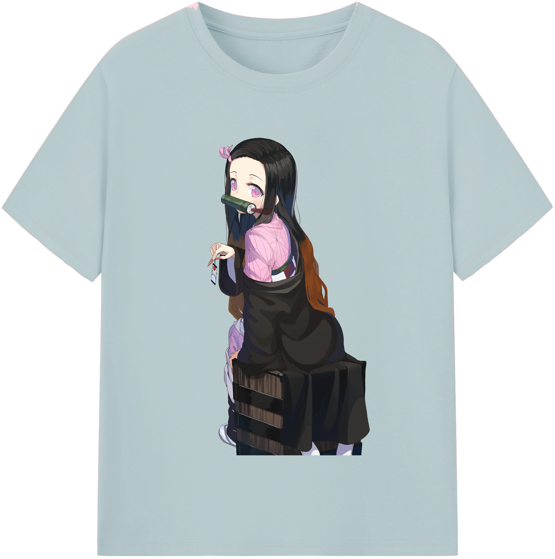 （画像用） 鬼滅の刃（きめつのやいば）竈門 禰󠄀豆子／かまど ねずこ Kamado Nezuko 綿100％半袖Tシャツ（フロントプリント）
